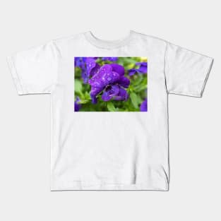 Raindrop Purple Flower Photographic Image Kids T-Shirt